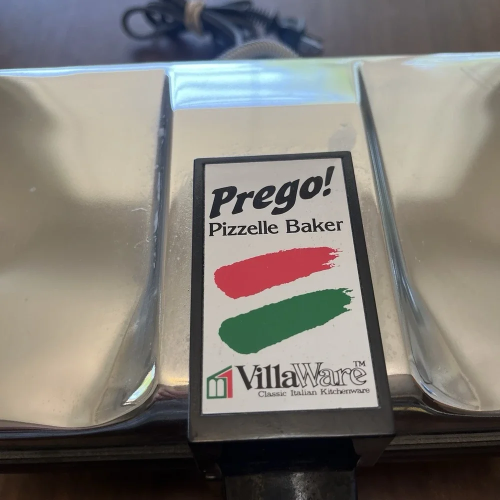 Villaware Prego Pizzelle Cookie Baker Maker Chrome Non-Stick Model 3600-NS